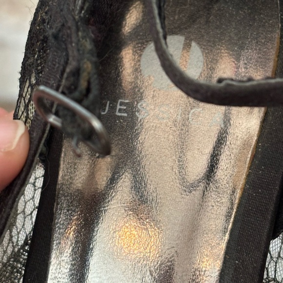 JESSICA BLACK LACE OPEN TOE HEELS - Picture 9 of 9